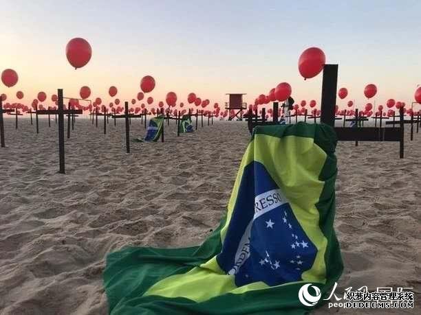 巴西里约热内卢科帕卡巴纳海滩升起了一千个气球，以此来纪念新冠肺炎逝者